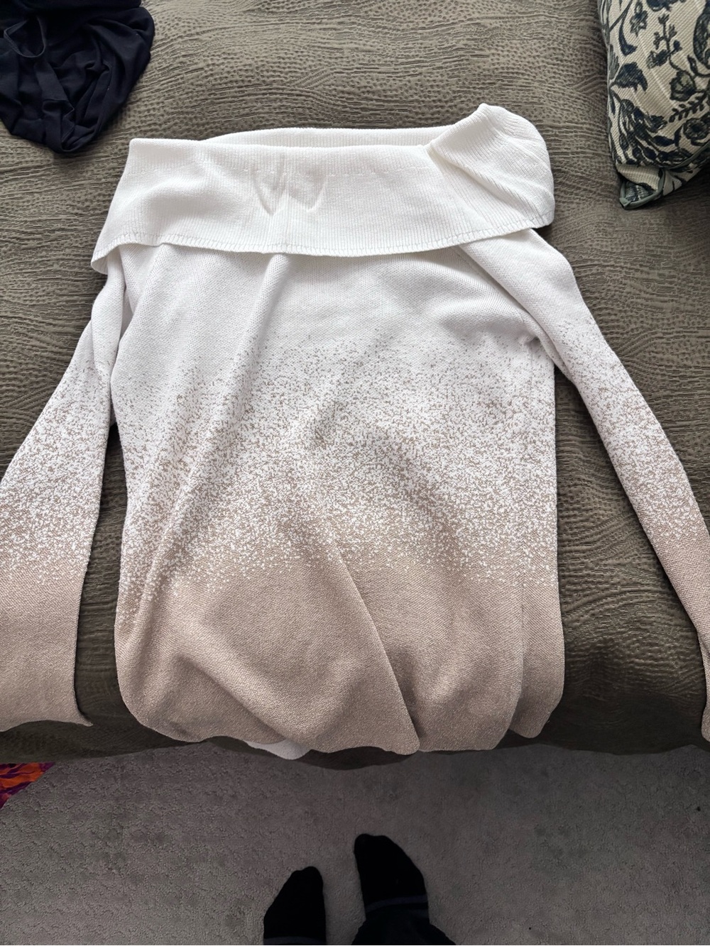 New York & Company Cream to Tan Ombre Off-Shoulder Sweater
